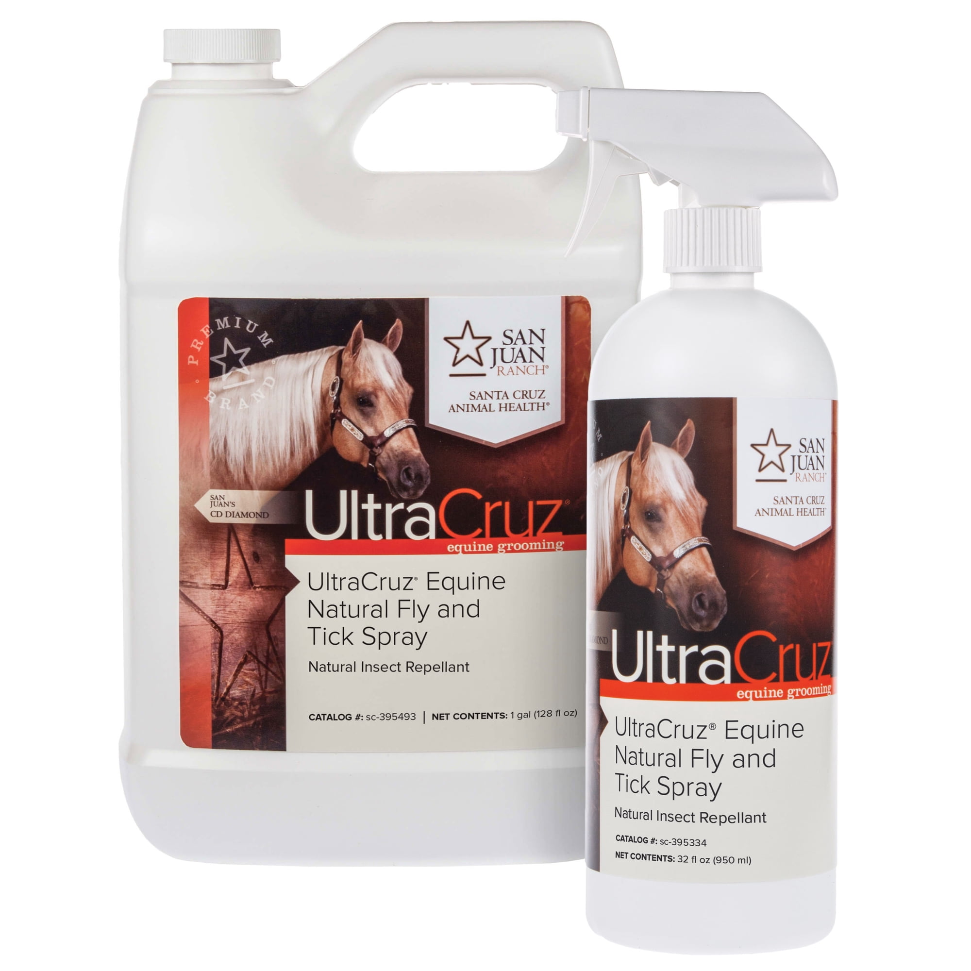 UltraCruz Equine Natural Fly and Tick Spray for Horses, 32 oz with 1 Gallon Refill Bundle