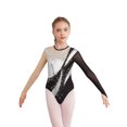 thumbnail image 2 of Aiihoo Kids Girls Shiny Rhinestones Gymnastics Leotard Long Sleeve Ballet Dance Bodysuit Skating Jumpsuit Dancewear Silver 14, 2 of 7