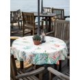thumbnail image 2 of Outdoor Tablecloth with Umbrella Hole for Patio/Picnic/Party/Camping, Beach Coastal Waterproof Table Cloth Round Cover Washable, Summer Coral Starfish Nautical Ocean (Dia 54"), 2 of 8