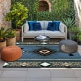 thumbnail image 2 of Blue Southwest Outdoor Rug for Patio/Deck/Porch, Non-Slip Large Area Rug 5 x 7 Ft, Farmhouse Boho Aztec Abstract Geometric Indoor Outdoor Rugs Washable Area Rugs, Reversible Camping Rug Carpet Runner, 2 of 8