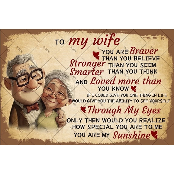 To My Wife Decor Metal Sign To My Life Love Wall Art for Couples 8x12 Inch Husband & Wife Gift Rustic Bedroom Décor Anniversary, Wedding Present