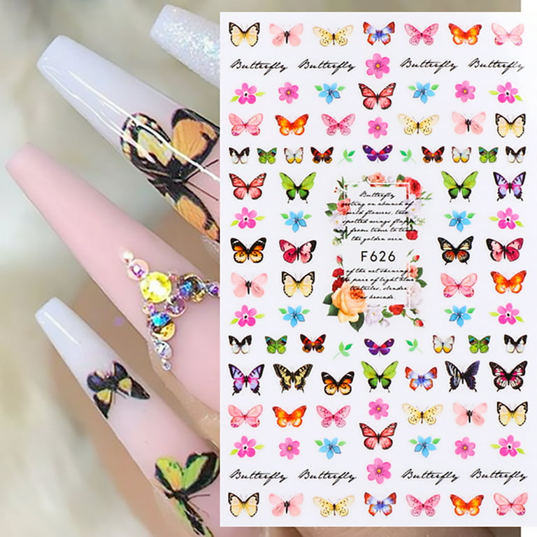 8 Sheets Star Nail Art Stickers 3D Self-Adhesive Butterfly Nail