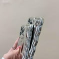 thumbnail image 4 of Compatible with iPhone Case for Women/Girls, Cute Electroplated Silver 3D Stone Curly Texture Ripple Wave Anti-Scratch Shockproof Fall Protection Phone Case for iPhone 13 Pro Max, Silver, 4 of 10