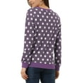 thumbnail image 3 of INSPIRE CHIC Women's Polka Dots Crew Neck Drop Shoulder Long Sleeves Knit Sweatshirt XL Dark Purple, 3 of 6