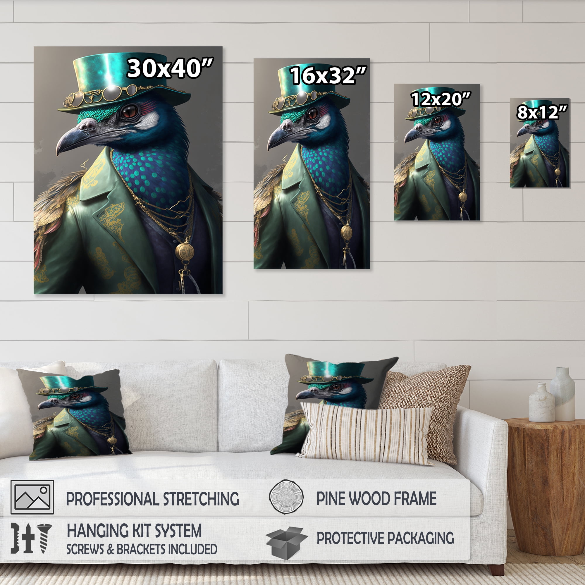 Designart Peacock Gangster In NYC II Canvas Wall Art