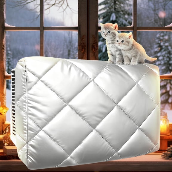 Thickened Window Air Conditioner Cover Silver - Windproof Waterproof Insulated - AC Cover for Window AC Units Universal Cold air Block(Medium)