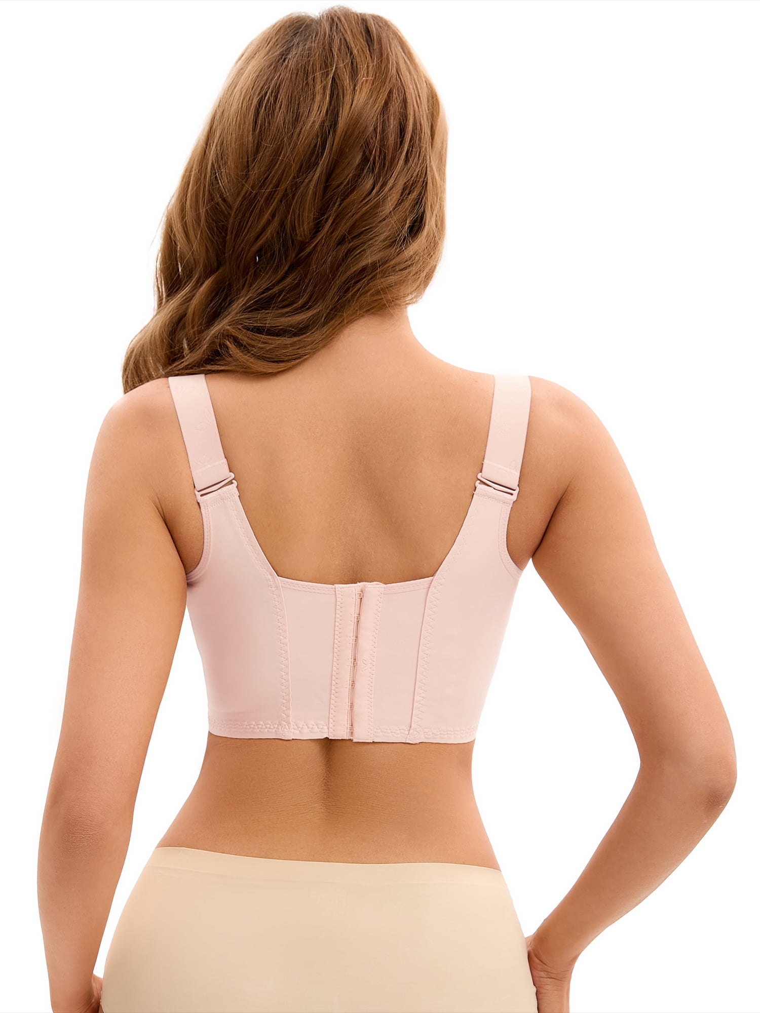Unique Bargains Women's Push Up Tummy Control 6 Hooks Wirefree Convertible Bras D 48 Pink