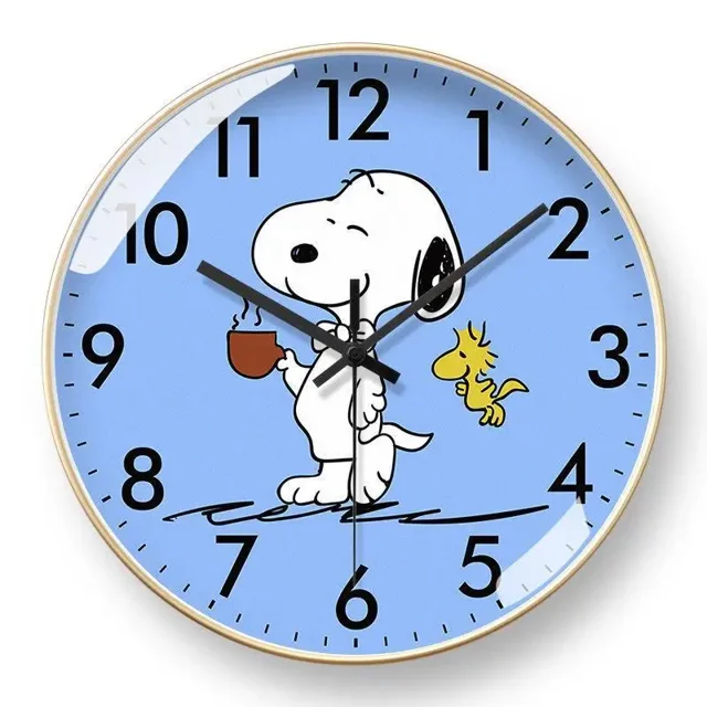 Reloj de pared con dibujos animados de Snoopy para dormitorio de estudiantes, bonito reloj de cuarzo para dormitorio, estudio, restaurante, silencioso, con barrido de segundos, muebles para el hogar