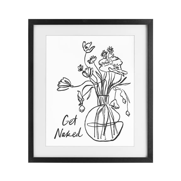 Stupell Industries Get Naked Flower Contour Black Framed Print Under Glass, design by Lettered and Lined