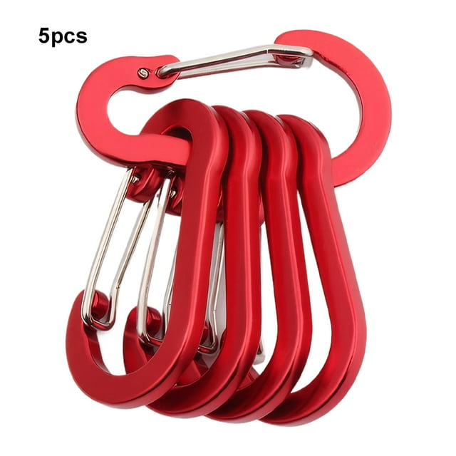 Langgg 5 Pcs Mousqueton Rose en Acier Inoxydable pour Clés Résistant aux Rayures et Lisse Bouton d'Escalade Brillant Rouge