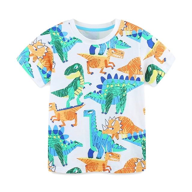 SGFCWSX T-Shirt Graphique pour Garçons, Coton Col Rond Manches Courtes Été Confortable Décontracté Tee Blanc 2-3T