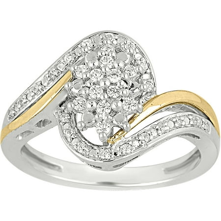 1/4 Carat T.W. Diamond 10kt White and Yellow Gold By-Pass Fashion Ring