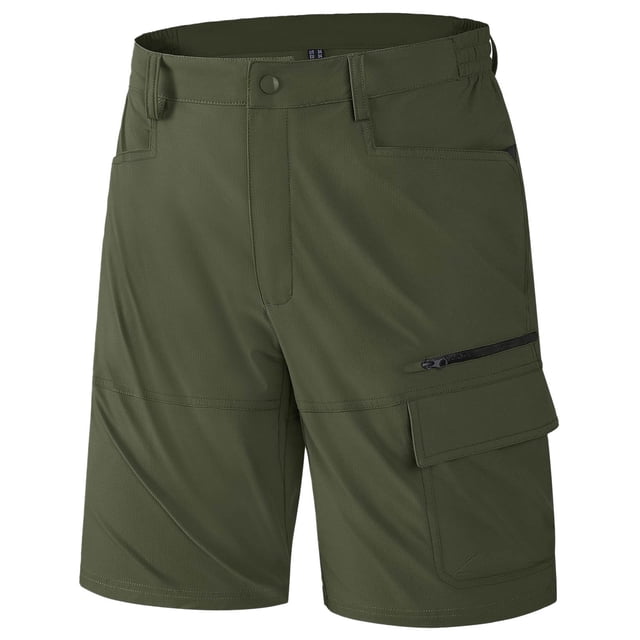 Shorts for Men, Solid Color Casual Summer Wear with Zipper and Button Closure, Polyester Fabric, Lightweight Breathable Design, Elastic Waistband, Machine Washable