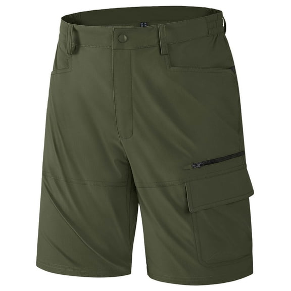 Chiccall Mens Hiking Cargo Shorts with Zipper Pockets Plus Size Casual Loose Quick Dry Outdoor Shorts