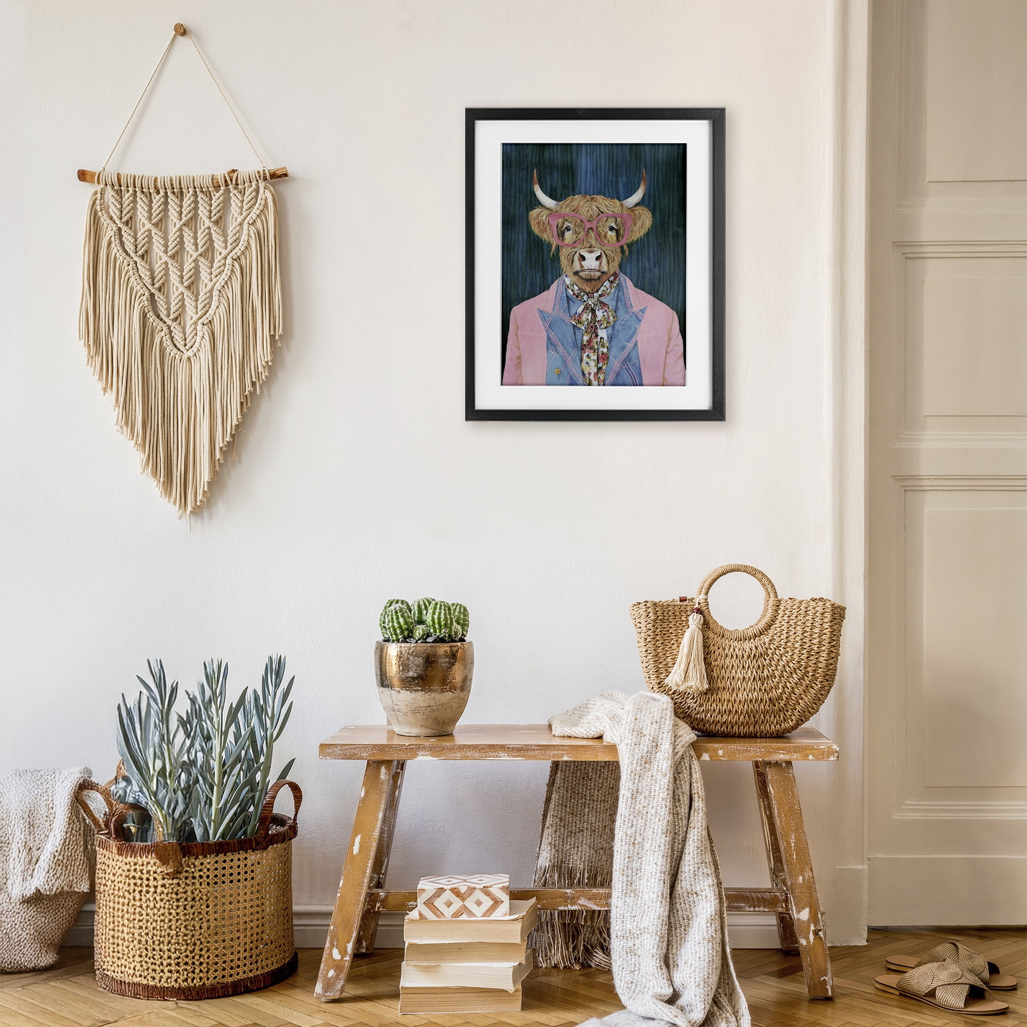Stupell Industries Gentle Bull Portrait Black Framed Print Under Glass, design by Svetlana Aleynikova