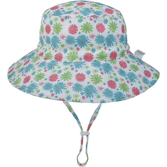 CoCopeaunts Wide Brim Bucket Hat for Kids Spring Summer Outdoor Sun Protection Headwear Baby Boy Windproof Rope Fisherman Hat