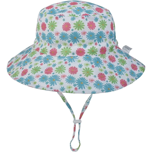 LinYooLi Wide Brim Bucket Hat for Kids Spring Summer Outdoor Sun Protection Headwear Baby Boy Windproof Rope Fisherman Hat