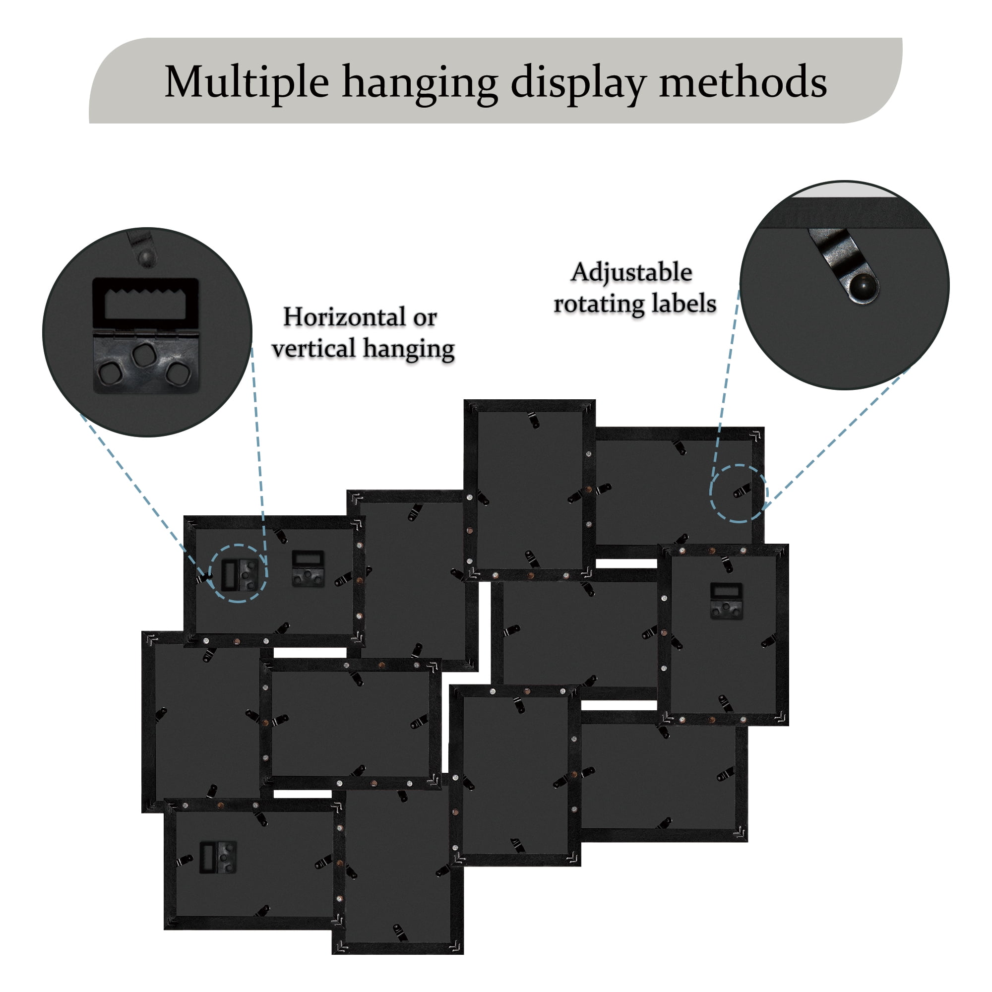 Wall hanging picture frame Designs Family Rules Dimensional Collage White Picture Frame, Black