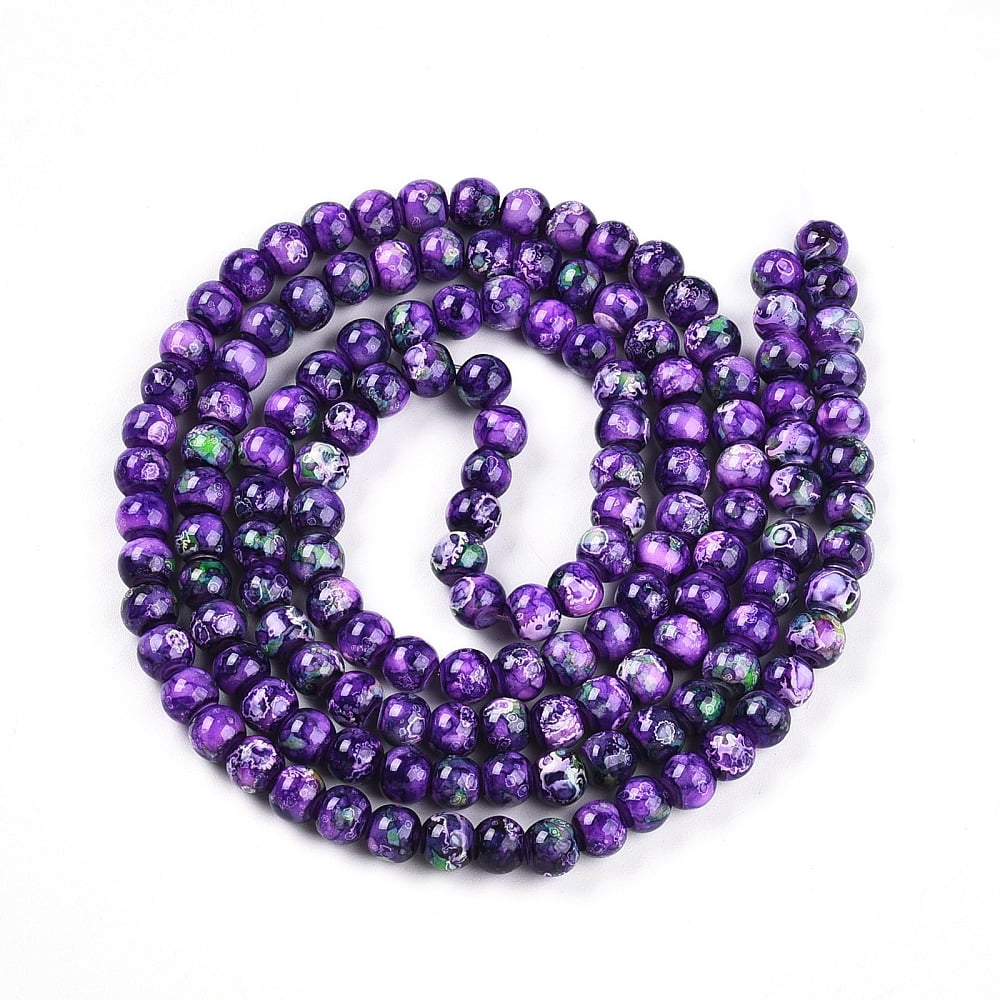 Baking Painted Glass Beads Strands Round Dark Violet 6~6.5mm Hole: 1mm 145~169pcs/strand 31.10~35.83 inch(79~91cm)