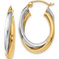 thumbnail image 1 of 14K Two-tone Polished Oval Hinged Hoop Earrings (22x18), 1 of 5