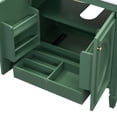 thumbnail image 4 of Isolde Modern Bathroom Vanity with Ceramic Sink, Drawer, Shelves, Cabinet, Rubberwood, MDF, Green, 4 of 20