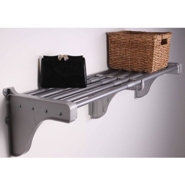 EZ Shelf 40"75" Expandable Shelf, Silver, 2 Brackets