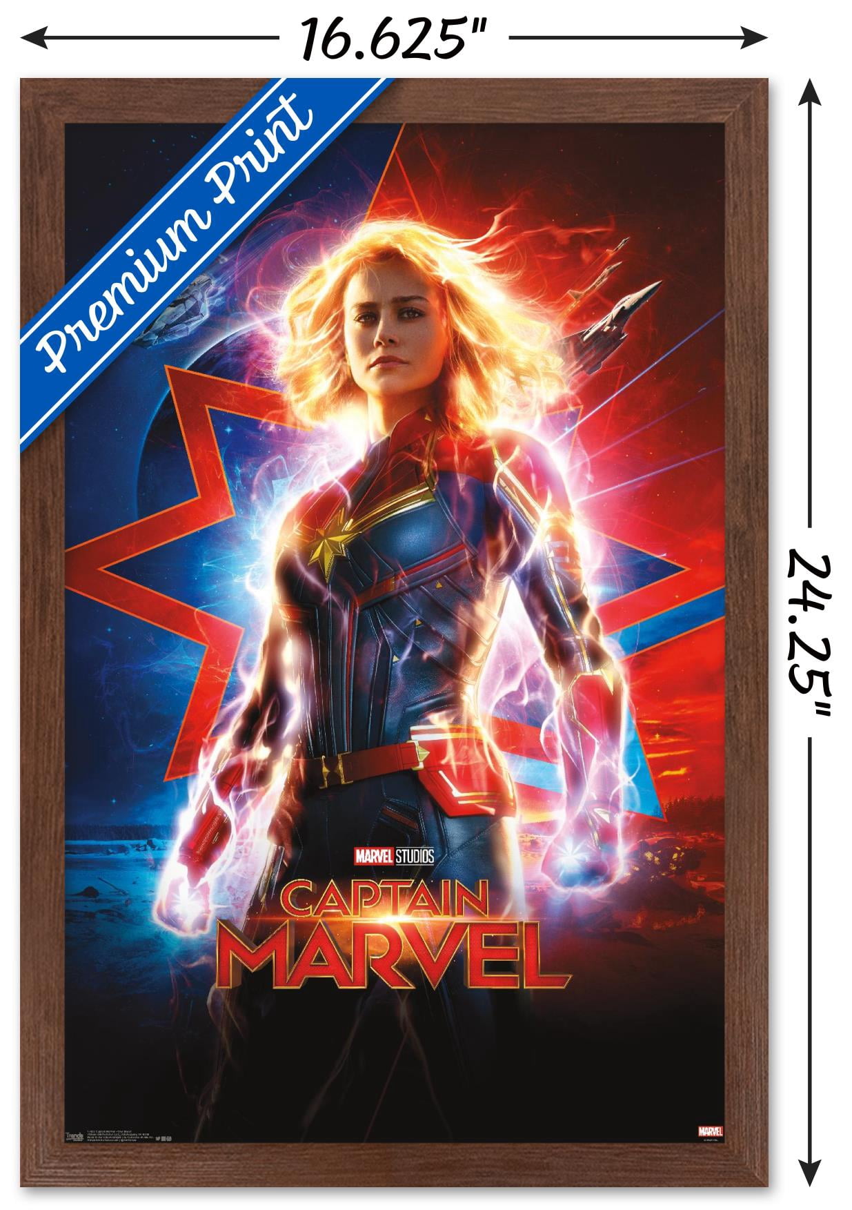 Marvel Cinematic Universe - Captain Marvel - One Sheet Wall Poster, 14.725" x 22.375", Framed