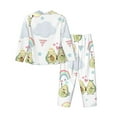 thumbnail image 2 of Kll Green Blue Avocado Print Women'S Long Sleeve Pajamas With Pants Sleepwear Loungewear 2 Set-Small, 2 of 9