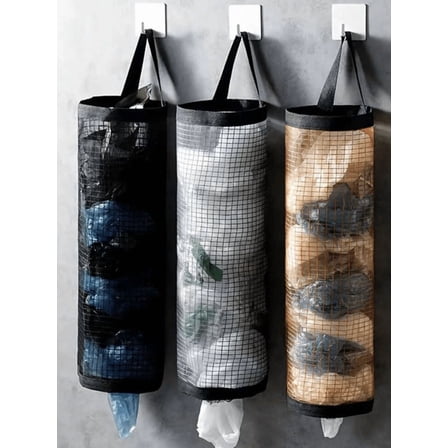 1 Pc Wall-Mounted Garbage Bag Holder - Hanging Mesh Organizer For Kitchen Use