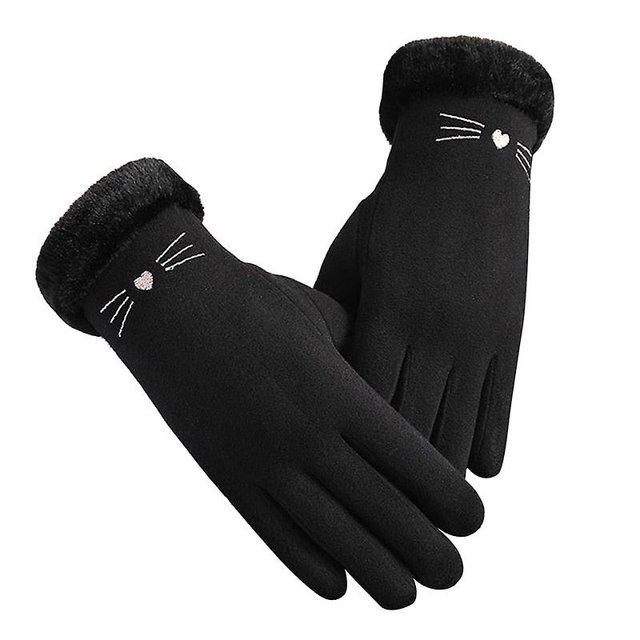 Guantes de mujer YONGSHENG Otoño Invierno Mitones cálidos peludos dedo completo