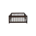 thumbnail image 4 of URTR Espresso Solid Rubber Wood Twin Floor Bed with Safety Guardrails, Low Profile Bed Frame for Transition, Easy Assembly, 4 of 11