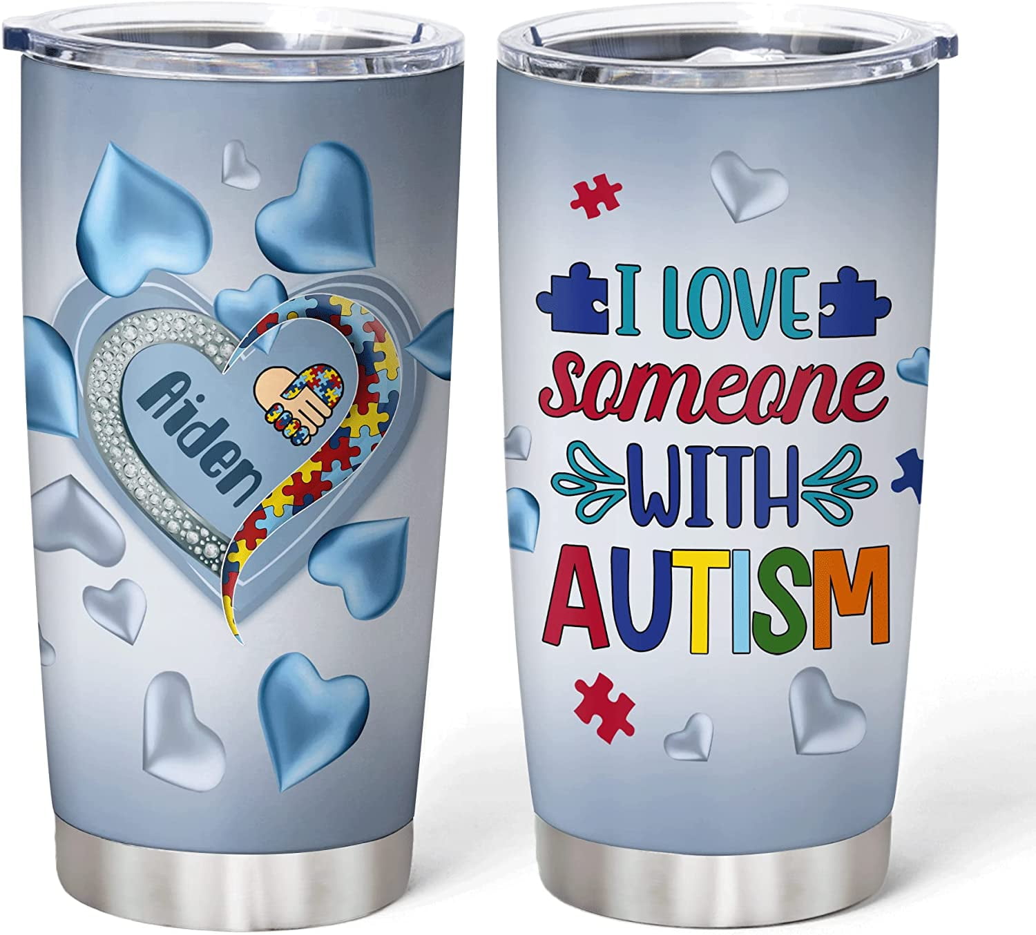 Autism Awareness Heart Puzzle - Glass Saying Soy Candle - Simply Home Soaps