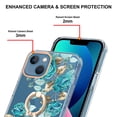 thumbnail image 3 of Allytech Floral Series Soft TPU Back Cover Ring Holder Kickstand Bumper Translucent Shockproof Slim Shell Cell Phone Case Cover for Apple iPhone 13 mini, Green Flower, 3 of 4