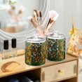 thumbnail image 3 of Yayeee 2 Pack Qtip Holder Bathroom Cotton Swab Canister with Lid Clear Dispenser Set, Green Floral Garden, 3 of 6