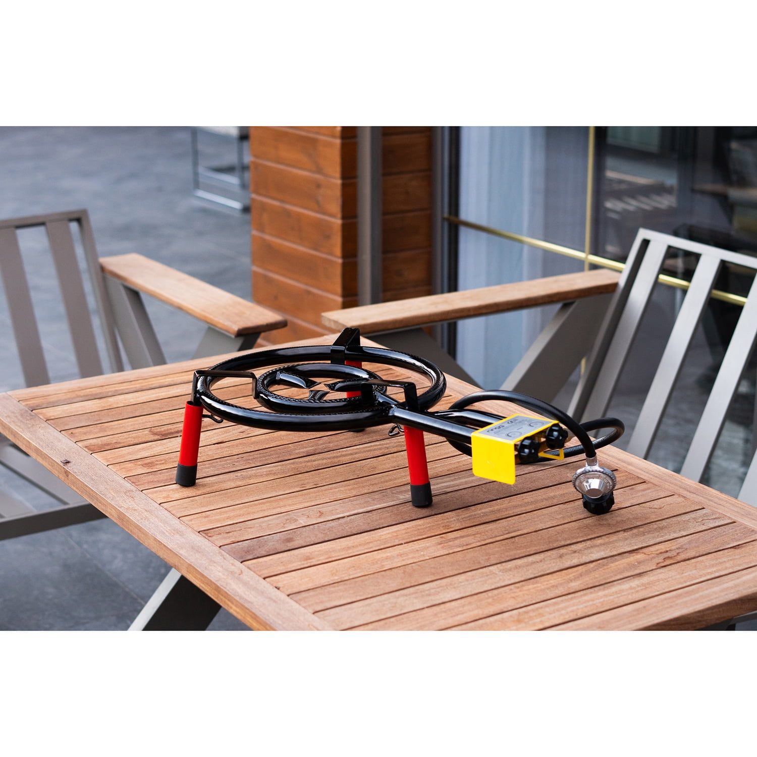 Ringg Flame Series Classic Outdoor Propane Flat Top Cooking Kit, 16-in. Dual Burner & Tabletop Stand for Camping and Backyards