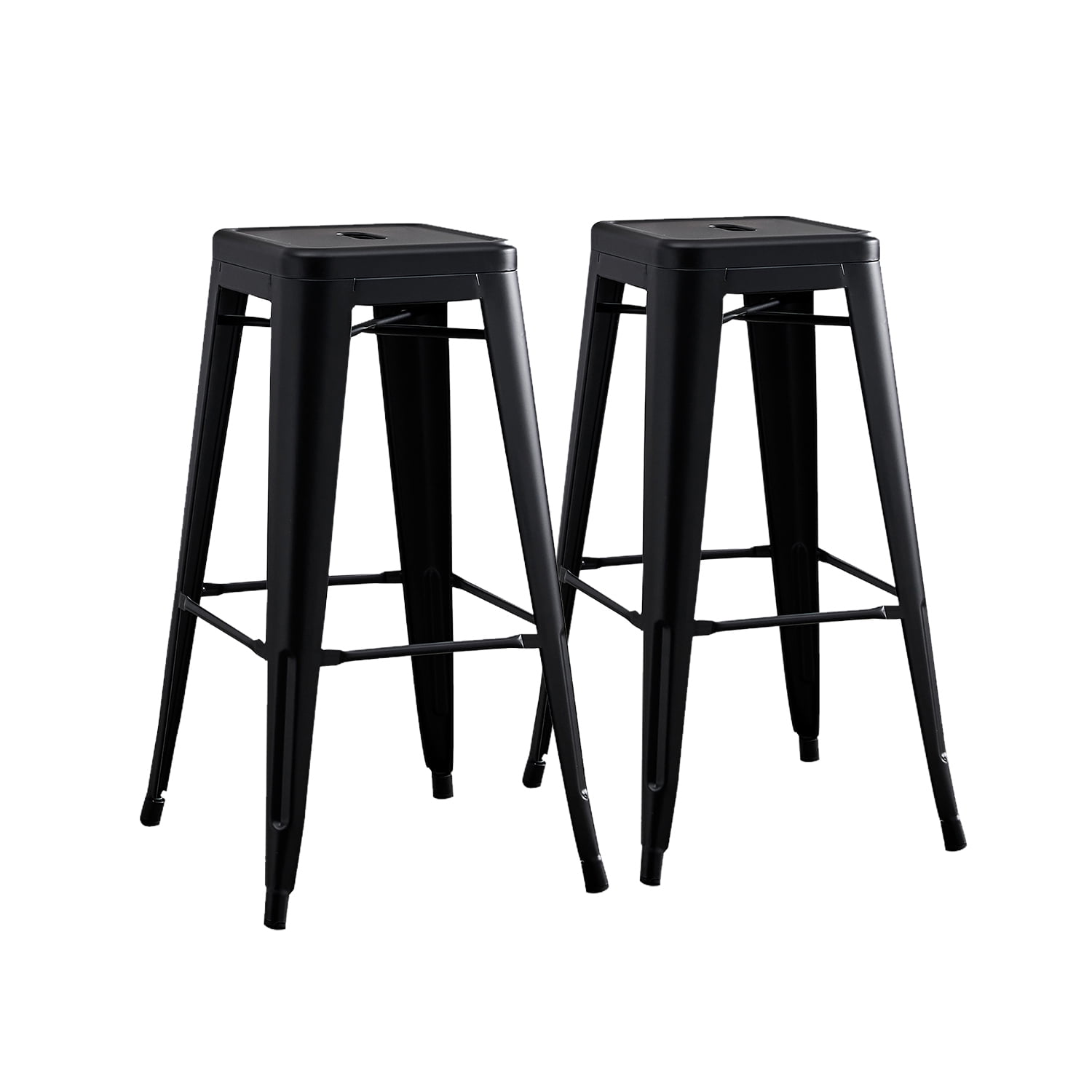 AC Pacific 30” Metal Backless Barstool Set of 2 – Country Rustic Style, Lightweight & Sturdy Build, Easy Assembly – Distressed Matte Black