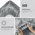 thumbnail image 4 of 6 Piece Solid Color Satin Sheet Set (1*Flat Sheet + 1* Fitted Sheet + 4*Pillowcases), Luxurious And Silky With Natural Sheen, Fits Up To 16" Mattress, 4 of 22