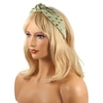 thumbnail image 2 of Diadema verde oliva llena de diamantes para mujer, diadema plisada anudada a la moda, accesorios exteriores versátiles para el cabello, 1 ud., 2 of 7
