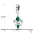thumbnail image 4 of The Black Bow Sterling Silver Green Crystal Fleur De Lis Dangle Bead Charm, 4 of 6