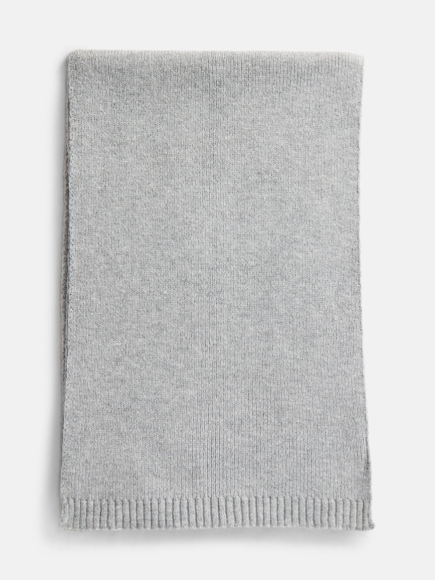 Scenario Women's Knit Oblong Scarf with Ribbed Trim, Medium Grey Heather