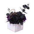 thumbnail image 3 of CoudarTitie Halloween Artificial Flowers Boxed Faux Flowers in Wooden Box Decorative Flowers Dark violet, 3 of 9