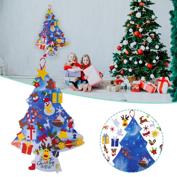 Fieltro Árbol De Navidad Lindo Colgante De Pared Decoraciones Para Árboles De Navidad Fieltro Árbol De Navidad Decoración Para El Hogar Para Niños 3D Sweethay HA036764-00