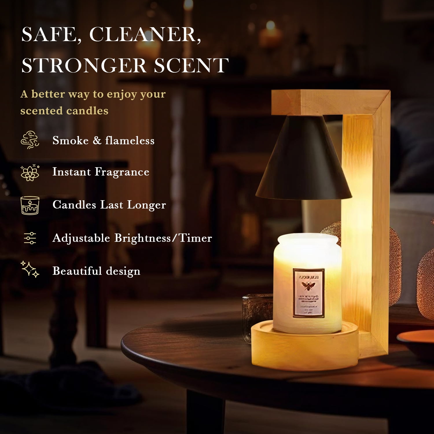 Luana Rose Candle Warmer Lamp - Black Round Base - Walmart.com