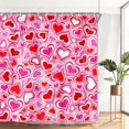 thumbnail image 5 of Pink Heart Shower Curtain Valentines Romantic Love Heart Cute Bathroom Accessories, Geometric Heart Design Happy Valentines Bathroom Decor Set with Hooks 72X72IN, 5 of 6