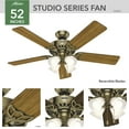 thumbnail image 2 of Hunter 52 inch Indoor Ceiling Fan with LED Lights and Pull Chain - Brass Ceiling Fan, Standard Mount, 5 Blades, For Bedroom, Living Room, or Kitchen, Quiet - Studio Series 53063, Antique Brass, 2 of 18