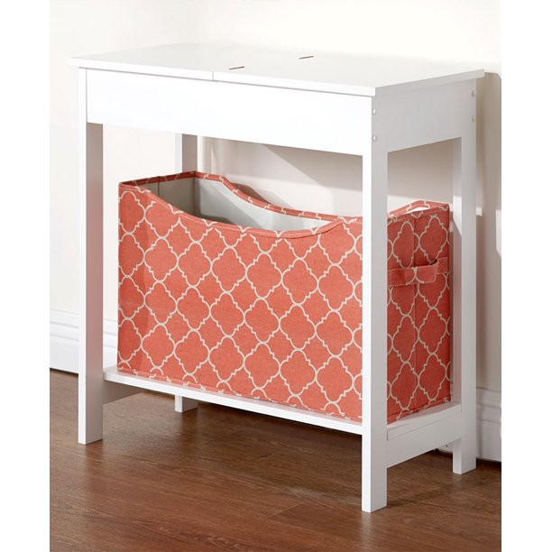 Side Table With Fashion Print Storage Bin White Walmart Com Walmart Com