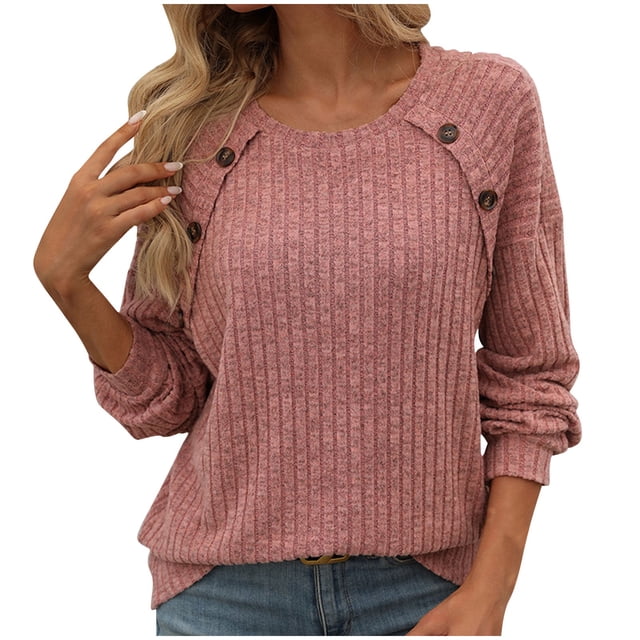 Birdeem Chandail Tricoté Patchwork Rayé pour Femmes avec Manches Longues et Col Rond