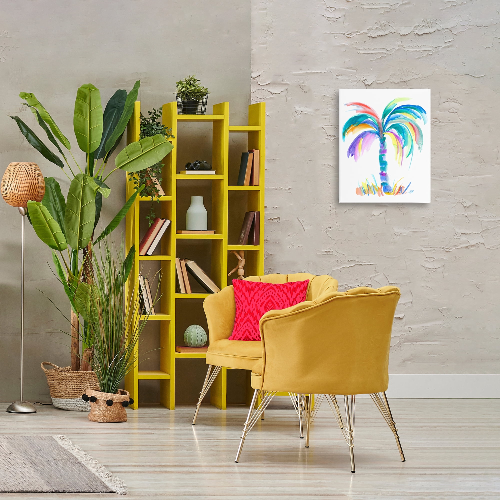 Stupell Industries Brushed Palm Tree Botanical & Floral Painting Gallery Wrapped Canvas Art Print Wall Art, 16 x 20
