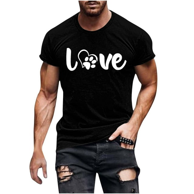 Long Sleeve T Shirts for Men Round Neck Printed Fallow Color Regular Fit