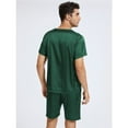 thumbnail image 4 of Defitshape Men's Satin Pajamas Soft Silk Short Sleeve Henley Shorts Set Comfy Summer Sleepwear Lounge Thin Loose Fall Lounge Set Dark Green Medium, 4 of 4